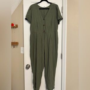 Olive Green Linen Old Navy Jumpsuit